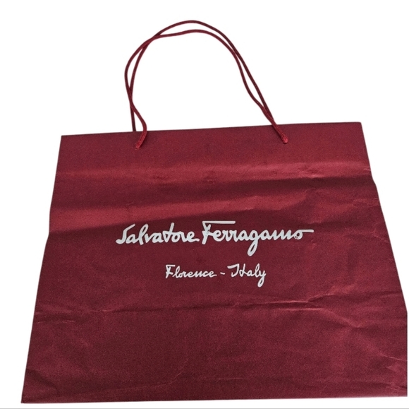 Salvatore Ferragamo Burgundy Tote Empty Paper Bag - Picture 3 of 4